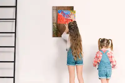 Magnetisk tavle med pen i rustikt træ