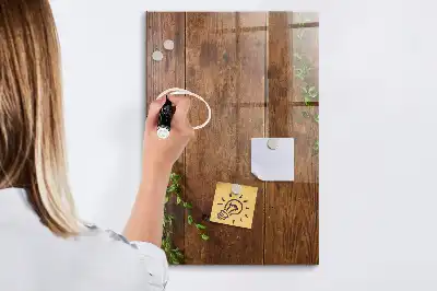 Magnetisk tavle med pen i rustikt træ