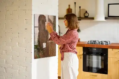 Magnetisk tavle med pen i rustikt træ