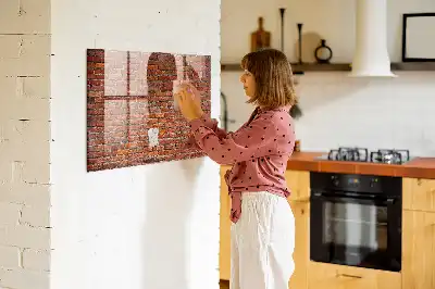 Magnetisk glastavle motiv af gammel murstensvæg