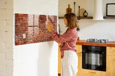 Magnetisk glastavle motiv af gammel murstensvæg