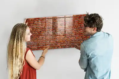 Magnetisk glastavle motiv af gammel murstensvæg