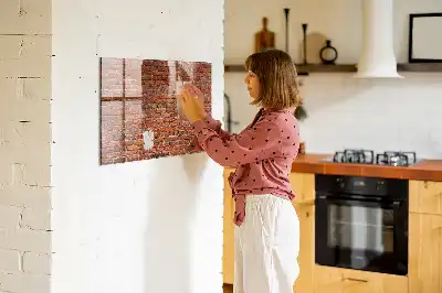 Magnetisk glastavle motiv af gammel murstensvæg