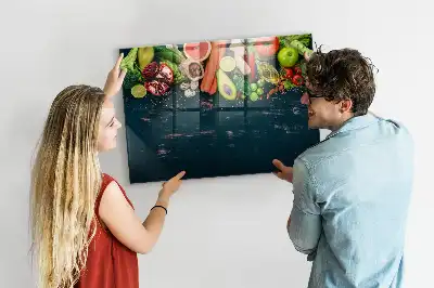 Tørreslette magnetisk tavle med motiv af grøntsager på bordet
