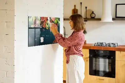 Tørreslette magnetisk tavle med motiv af grøntsager på bordet