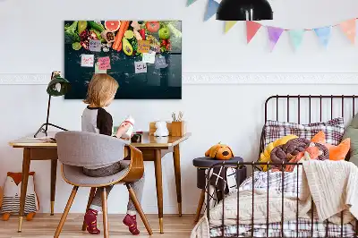 Tørreslette magnetisk tavle med motiv af grøntsager på bordet