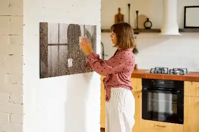 Magnetisk tegnetavle i mørkt træ