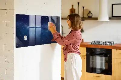 Magnetisk tegnetavle med motiv af mørk himmel og stjerner