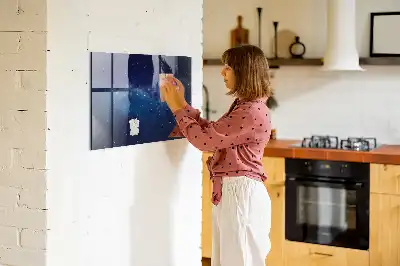 Magnetisk tegnetavle med motiv af mørk himmel og stjerner