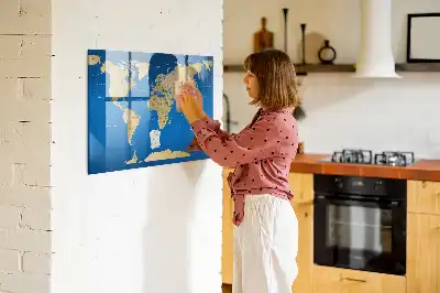 Magnetisk tavle med verdenskort Tørreslette