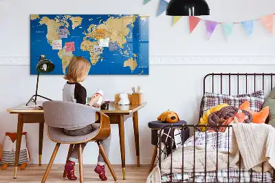 Magnetisk tavle med verdenskort Tørreslette