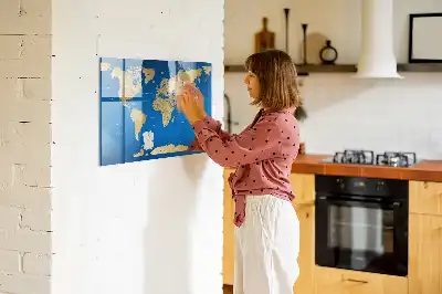 Magnetisk tavle med verdenskort Tørreslette