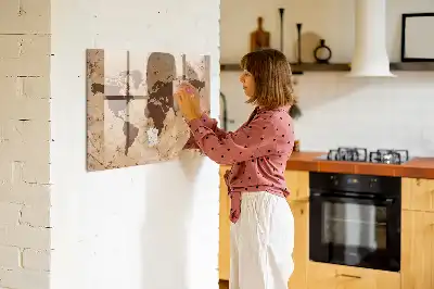 Magnetisk tavle Tørreslette med vintage verdenskort