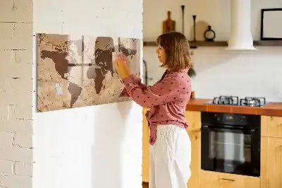 Magnetisk tavle Tørreslette med vintage verdenskort