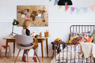 Magnetisk tavle Tørreslette med vintage verdenskort