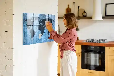 Verdenskort magnetisk tavle til at skrive på