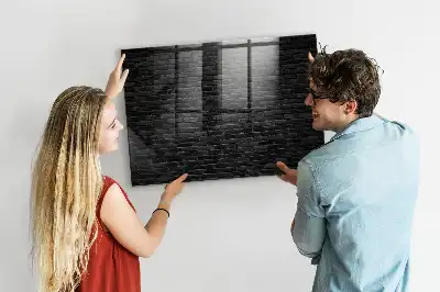 Magnetisk tavle med tørreslettefunktion mørkt murstensvæg-design