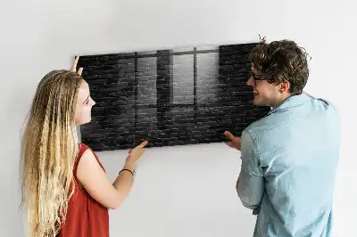 Magnetisk tavle med tørreslettefunktion mørkt murstensvæg-design