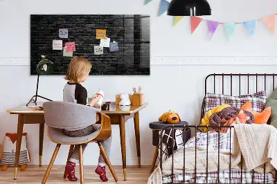Magnetisk tavle med tørreslettefunktion mørkt murstensvæg-design