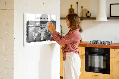Magnetisk tavle med verdenskort retro-design