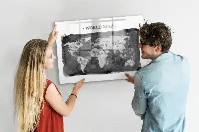 Magnetisk tavle med verdenskort retro-design
