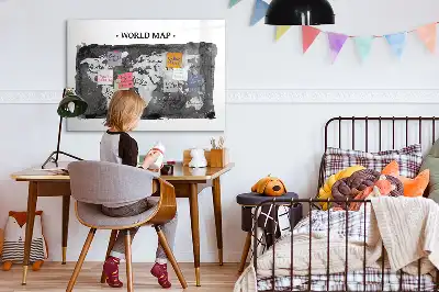 Magnetisk tavle med verdenskort retro-design
