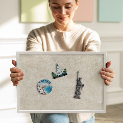 Opslagstavle magnet med hvid ramme Elegant lys sten