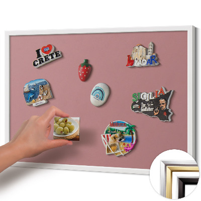 Opslagstavle magnet med hvid ramme Farve pastelrosa