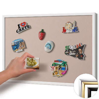 Opslagstavle magnet med hvid ramme Farve pudderrosa beige