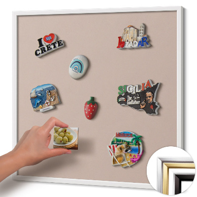 Opslagstavle magnet med hvid ramme Farve pudderrosa beige