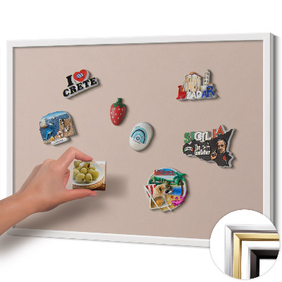 Opslagstavle magnet med hvid ramme Farve pudderrosa beige