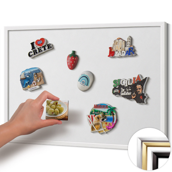 Opslagstavle magnet med hvid ramme Farve hvid