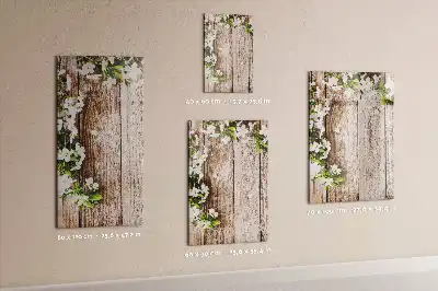 Magnetisk whiteboard med motiv af blomster på træbrædder
