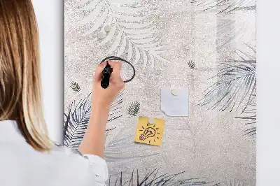 Magnetisk whiteboard med motiv af palmeblade