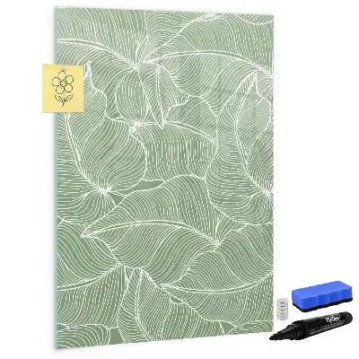Magnetisk whiteboard med stort bladmønster