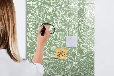 Magnetisk whiteboard med stort bladmønster