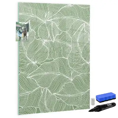Magnetisk whiteboard med stort bladmønster