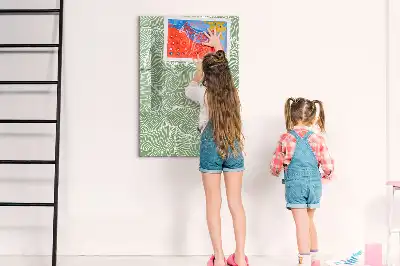 Magnetisk whiteboard med stort bladmønster