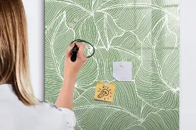 Magnetisk whiteboard med stort bladmønster