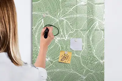 Magnetisk whiteboard med stort bladmønster