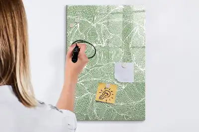 Magnetisk whiteboard med stort bladmønster