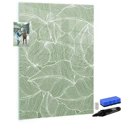 Magnetisk whiteboard med stort bladmønster