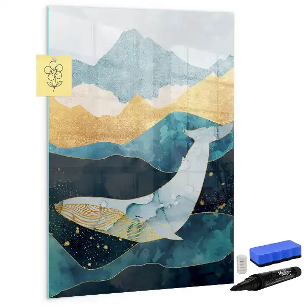 Magnetisk whiteboard i marmordesign