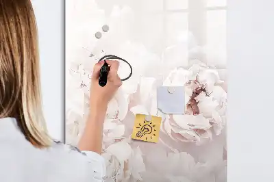 Magnetisk whiteboard med pæonmotiv