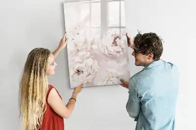 Magnetisk whiteboard med pæonmotiv