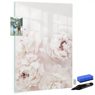 Magnetisk whiteboard med pæonmotiv