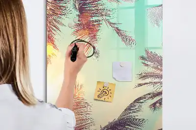 Magnetisk whiteboard med motiv af tropisk palme
