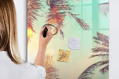 Magnetisk whiteboard med motiv af tropisk palme
