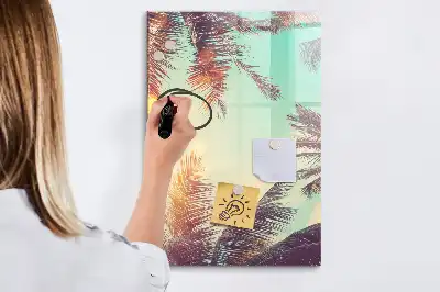 Magnetisk whiteboard med motiv af tropisk palme