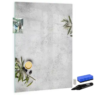 Magnetisk whiteboard i beton og oliven